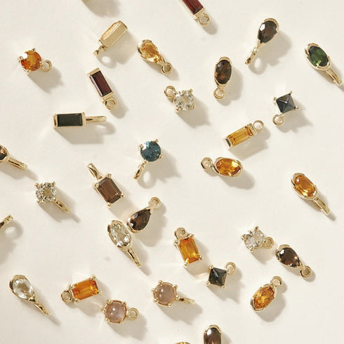 Partial Bezel Set Citrine Baguette Charm Sleepers in Yellow Gold